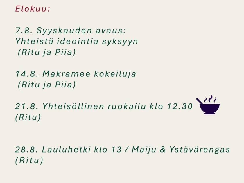 Elokuun ohjelma